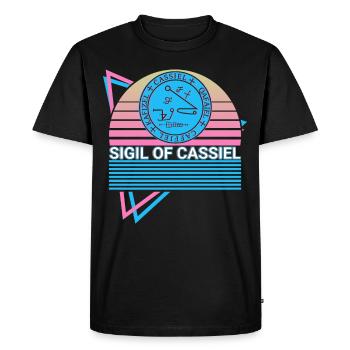 Sceau de Cassiel Archange Sceau Rétro - T-shirt Premium bio Homme - noir - Devant - Nico (187cm)