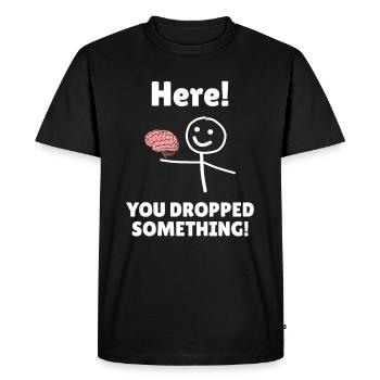 Vous avez laissé tomber quelque chose! Figurine de bâton. Cerveau - T-shirt Premium bio Homme - noir - Devant - Nico (187cm)