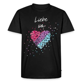 L’amour dans le cœur Bisexualité Bisexualité Gay Homo - T-shirt Premium bio Homme - noir - Devant - Nico (187cm)