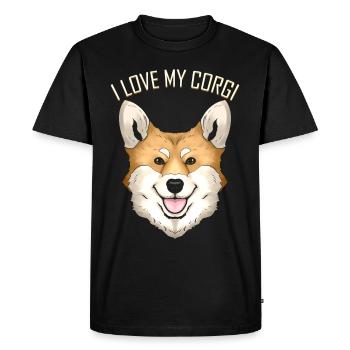 Dog Lover - I Love My Corgi - Men's Premium Organic T-Shirt - black - Front - Nico (187cm)