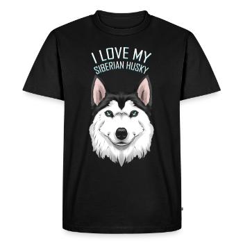 Dog Lover - I Love My Siberian Husky - Men's Premium Organic T-Shirt - black - Front - Nico (187cm)