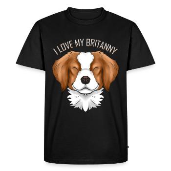 Dog Lover - I Love My Britanny - Men's Premium Organic T-Shirt - black - Front - Nico (187cm)