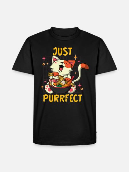 Just Perfect Kat Katten Baby Kat Moeder - Mannen Premium Bio T-shirt - zwart