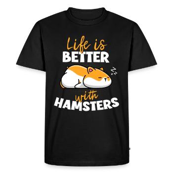 Life Is Better With Hamsters - Men's Premium Organic T-Shirt - black - Front - Nico (187cm)