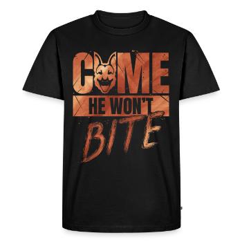 Come, He Won't Bite - Dog Owner - Men's Premium Organic T-Shirt - black - Front - Nico (187cm)