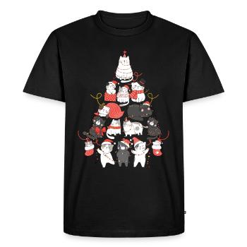 Cat Christmas Tree Cat Tree String Lights - T-shirt Premium bio Homme - noir - Devant - Nico (187cm)