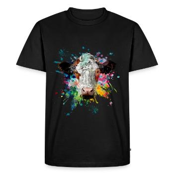 Vache Vaches Tête de vache Agriculture - T-shirt Premium bio Homme - noir - Devant - Nico (187cm)