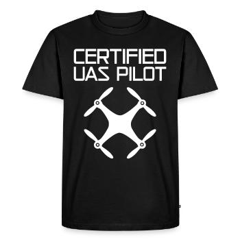 Pilote certifié UAS - T-shirt Premium bio Homme - noir - Devant - Nico (187cm)