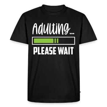 Grandir s’il vous plaît attendre la puberté anniversaire - T-shirt Premium bio Homme - noir - Devant - Nico (187cm)