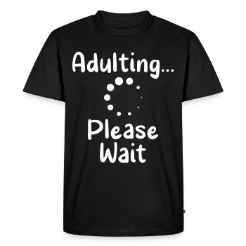 Grandir s’il vous plaît attendre la puberté anniversaire - T-shirt Premium bio Homme - noir - Devant - Nico (187cm)