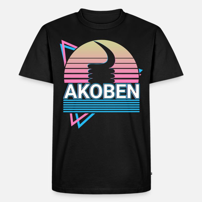 Akoben Wachsamkeit Retro - Männer Premium Bio T-Shirt - Schwarz