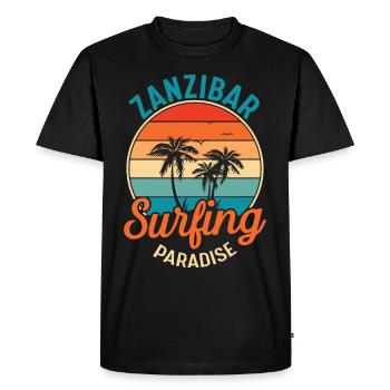 Zanzibar Surf Tanzanie Palm Beach Paradis Sou - T-shirt Premium bio Homme - noir - Devant - Nico (187cm)