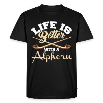 Instrument de musique cor des Alpes Musikantenleben in der - T-shirt Premium bio Homme - noir - Devant - Nico (187cm)