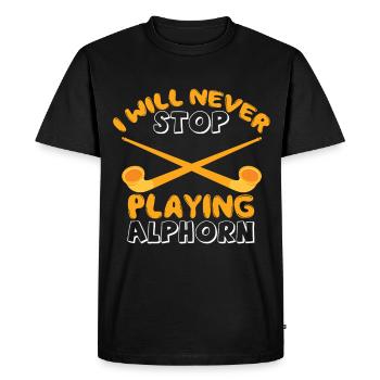 Cor des Alpes jouant d’un instrument de musique Alpen dans le S - T-shirt Premium bio Homme - noir - Devant - Nico (187cm)