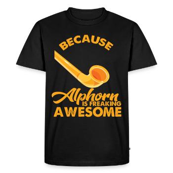 Cool Alphorn Instrument de Musique en Suisse Alpes Soleil - T-shirt Premium bio Homme - noir - Devant - Nico (187cm)