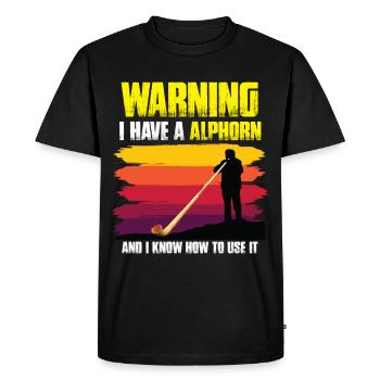 Musicien suisse avec instrument de musique cor des Alpes - T-shirt Premium bio Homme - noir - Devant - Nico (187cm)
