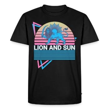Lion and Sun Persian Flag Retro - Men's Premium Organic T-Shirt - black - Front - Nico (187cm)