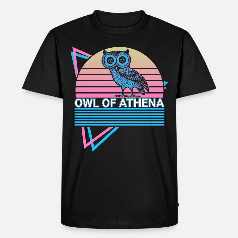 Eule der Athene Retro - Männer Premium Bio T-Shirt - Schwarz