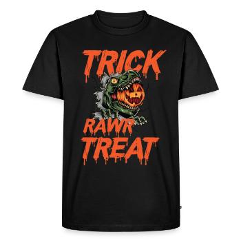 T-Rex Halloween Citrouille Drôle Horreur Costume Dino - T-shirt Premium bio Homme - noir - Devant - Nico (187cm)
