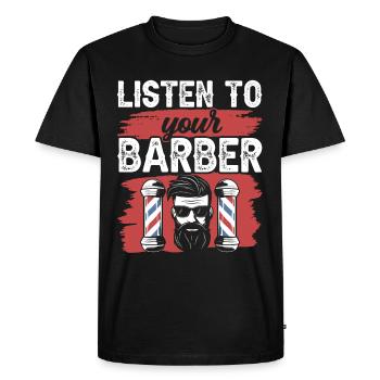 Écoutez votre salon de coiffure Barber Barber - T-shirt Premium bio Homme - noir - Devant - Nico (187cm)