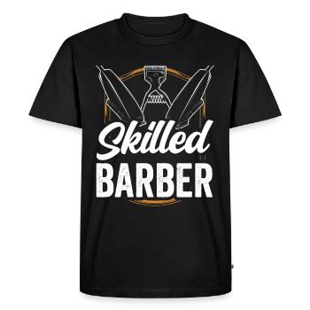 Barbier formé Barbier Barbier Barbershop - T-shirt Premium bio Homme - noir - Devant - Nico (187cm)