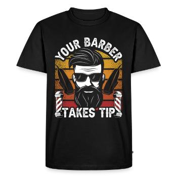Votre coiffeur donnera un pourboire chez Barber Barbershop - T-shirt Premium bio Homme - noir - Devant - Nico (187cm)