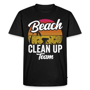 Équipe de nettoyage de plage Nettoyage de plage Plage - T-shirt Premium bio Homme - noir - Devant - Nico (187cm)