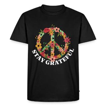 Signe de paix Hippie Amour Paix Liberté Blis - T-shirt Premium bio Homme - noir - Devant - Nico (187cm)
