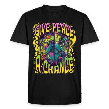 Paix Symbole de Paix Amour Liberté et Bonheur - T-shirt Premium bio Homme - noir - Devant - Nico (187cm)