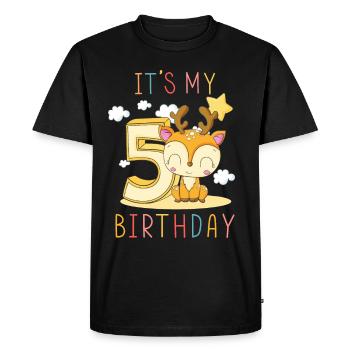 Enfants Anniversaire Garçons Filles 5 ans Fawn - T-shirt Premium bio Homme - noir - Devant - Nico (187cm)