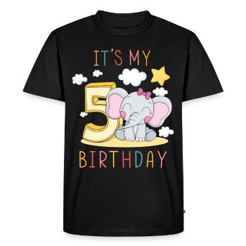 Enfants Anniversaire Garçons Filles 5 ans Eléphant - T-shirt Premium bio Homme - noir - Devant - Nico (187cm)