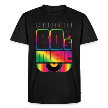 Propulsé par la musique des années 80 Eighties 1980 80s Party - T-shirt Premium bio Homme - noir - Devant - Nico (187cm)
