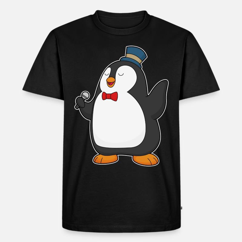 Penguin Singer Mikrofon - Ekologiczna koszulka męska Premium - czarny