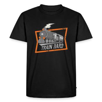 Locomotive à vapeur locomotive à vapeur passionné de chemin de fer amoureux - T-shirt Premium bio Homme - noir - Devant - Nico (187cm)