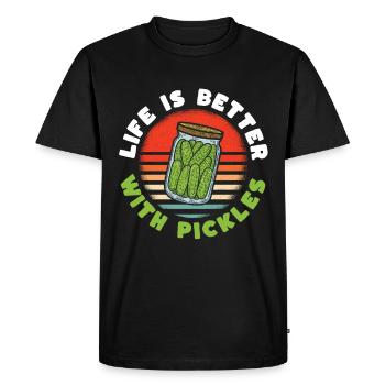 Life Is Better With Pickles - Men's Premium Organic T-Shirt - black - Front - Nico (187cm)