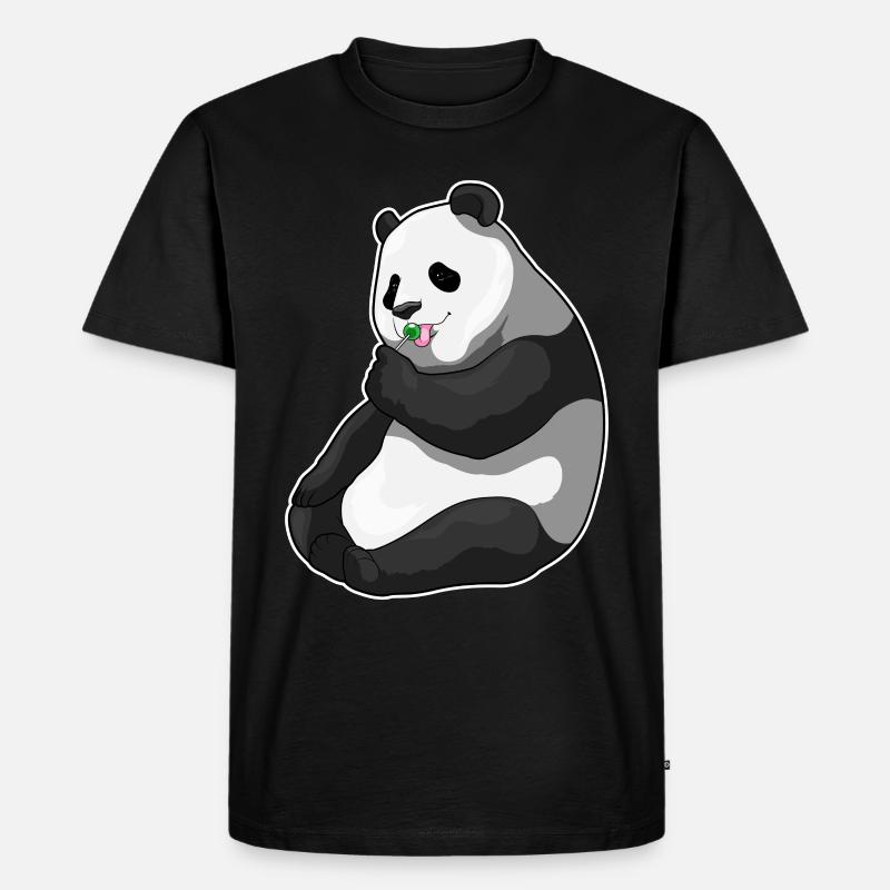 Panda Lutscher - Männer Premium Bio T-Shirt - Schwarz