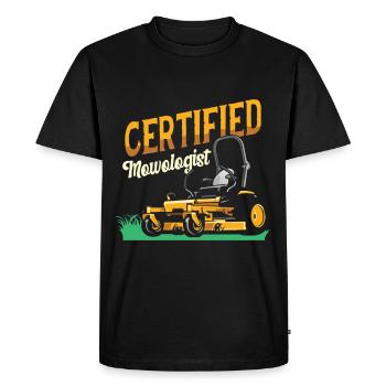 Mowologiste certifiée Tondeuse à gazon - T-shirt Premium bio Homme - noir - Devant - Nico (187cm)