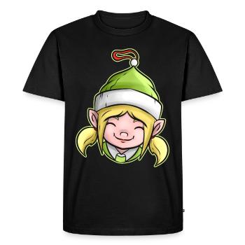 Kawaii Noël Arbre de Noël Boule Globe Elfe Femelle - T-shirt Premium bio Homme - noir - Devant - Nico (187cm)