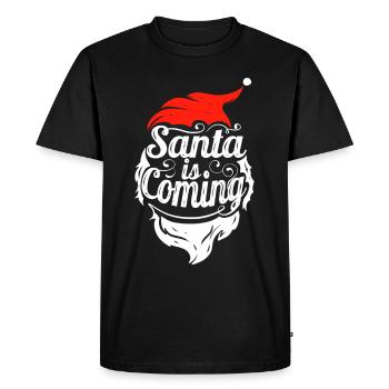 Le Père Noël arrive Noël chapeau et barbe Noël - T-shirt Premium bio Homme - noir - Devant - Nico (187cm)