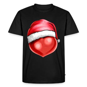 Cœur avec chapeau de Père Noël à Noël - T-shirt Premium bio Homme - noir - Devant - Nico (187cm)