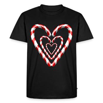 Les cannes à sucre forment des cœurs pour Noël - T-shirt Premium bio Homme - noir - Devant - Nico (187cm)