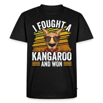 I fought with a kangaroo and won kangaroos - Men's Premium Organic T-Shirt - black - Front - Nico (187cm)