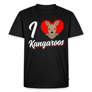 J’aime les kangourous amoureux des animaux kangourou - T-shirt Premium bio Homme - noir - Devant - Nico (187cm)