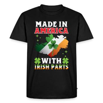 Fabriqué en Amérique avec des pièces irlandaises - T-shirt Premium bio Homme - noir - Devant - Nico (187cm)