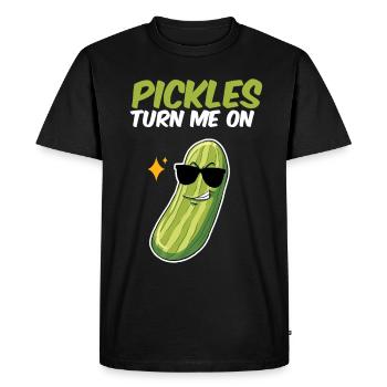Pickles Turn Me On - Men's Premium Organic T-Shirt - black - Front - Nico (187cm)