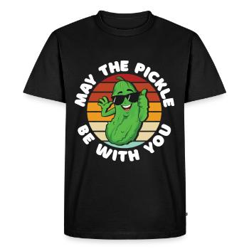 May The Pickle Be With You - Men's Premium Organic T-Shirt - black - Front - Nico (187cm)
