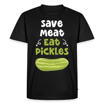 Save Meat Eat Pickles - Men's Premium Organic T-Shirt - black - Front - Nico (187cm)