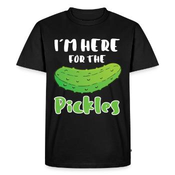 In Here For The Pickles - Men's Premium Organic T-Shirt - black - Front - Nico (187cm)