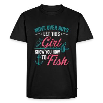 Pêche Filles Rod Fisher Poisson Pêcheur Pêche - T-shirt Premium bio Homme - noir - Devant - Nico (187cm)