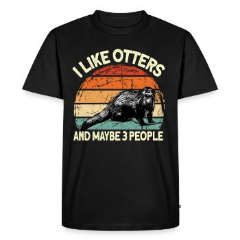 Loutre de rivière eurasienne - T-shirt Premium bio Homme - noir - Devant - Nico (187cm)
